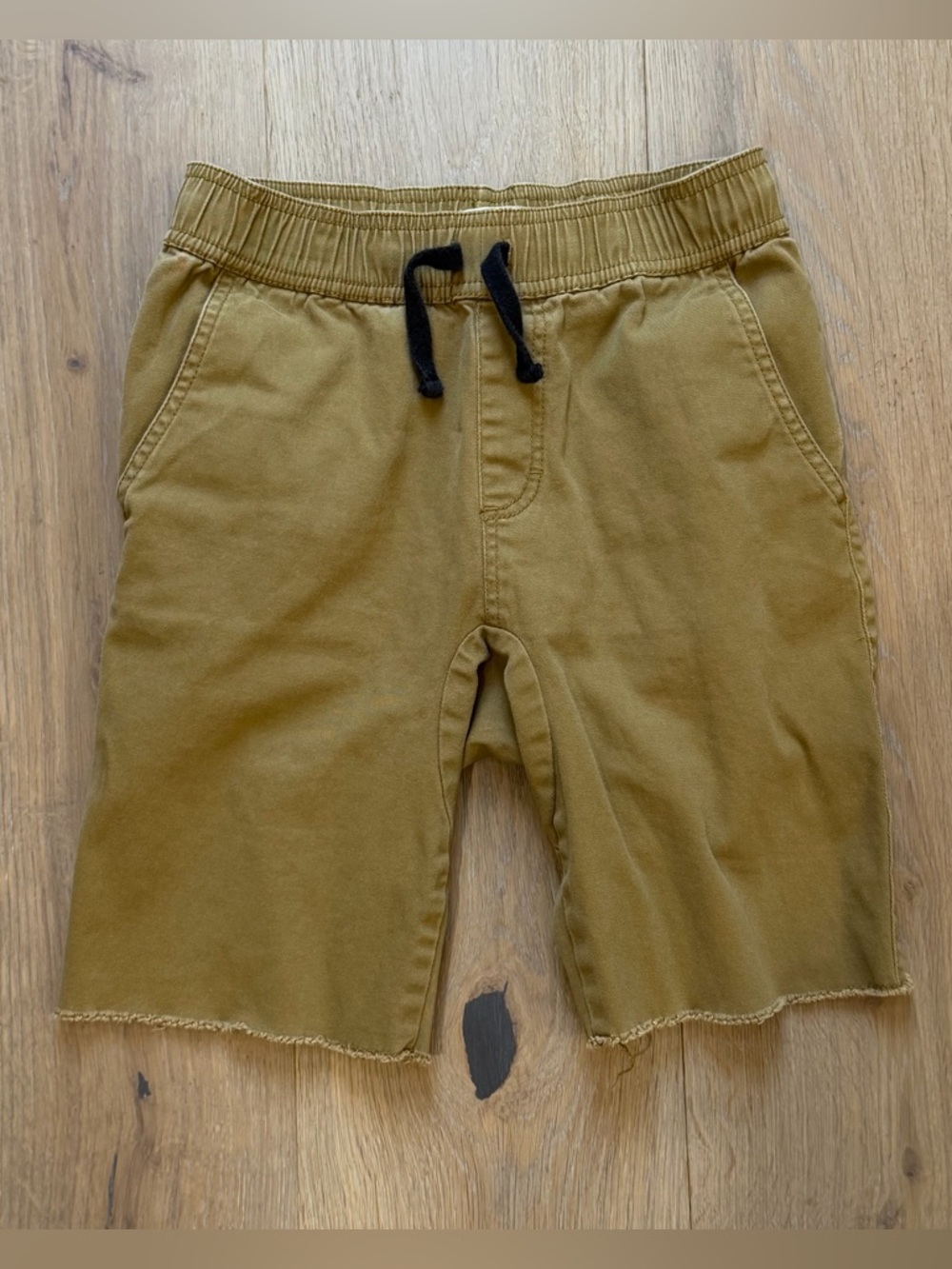 Tucker + Tate boys M 8/10 dark khaki cotton twill drawstring shorts pull-on